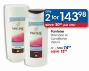 Pantene Shampoo Or Conditioner-2x750ml Each