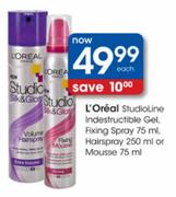 L'Oreal Studio Line Indestructible Gel, Fixing Spray-75ml, Hair Spray-250ml Or Mousse-75ml Each