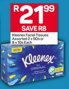 Kleenex Facial Tissues 2X90's Or 8X10's-Each
