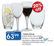 Clicks Home 4-Pack Urban Clear Glasses Whiskey Or Hi-Ball-Per Pack