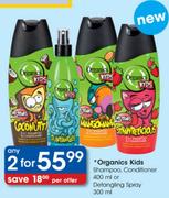 Organics Kids Shampoo, Conditioner-2x400ml Or Detangling Spray-2x300ml