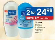 Sanex Roll-On For Men Or Women-2x60ml