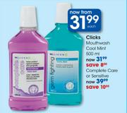 Clicks Mouthwash Cool Mint-500ml Each