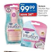 Schick Intuition Plus Razor & Pack Of 3 Cartridges