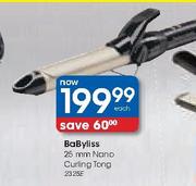 BaByliss 25mm Nano Curling Tong-2326E Each