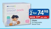 Clicks Disposable Breast Pads-2x36's 