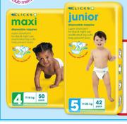 Clicks Disposable Nappies Midi, Maxi Or Junior-2's