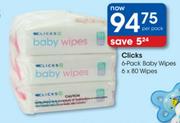 Clicks Baby Wipes-6x80's Per Pack