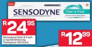 Sensodyne Clean & Fresh Or Gentle Whitening Toothpaste-75ml Each