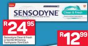Sensodyne Clean & Fresh Or Gentle Whitening Toothpaste-75ml Each