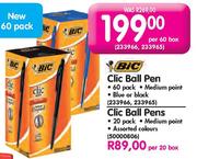BIC Clic Ball Pens-20 Pack