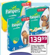 Pampers Active Baby New Baby Maxi Plus  4+ -62's Per Pack
