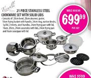 Tissolli Stainless Steel Cookware Set With Solid Lids-21 Piece 