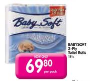 Baby Soft 2-Ply Toilet Rolls-18's per pack