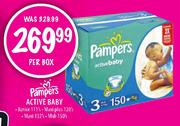 Pampers Active Baby-Junior 111's/Maxiplus 120's/Maxi 132's/Midi 150's Per Box
