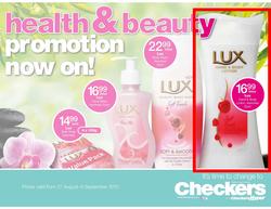 Checkers Gauteng : Health & Beauty (27 Aug - 9 Sep), page 1