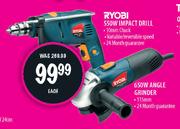Ryobi 550W Impact Drill/ 650W Angle Grinder-Each