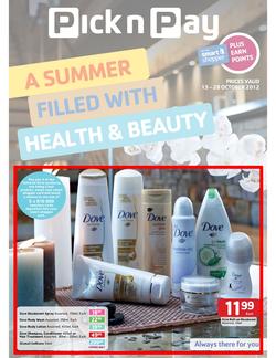 Pick n Pay : A Summer Filled with Health & Beauty (15 Oct - 28 Oct), page 1