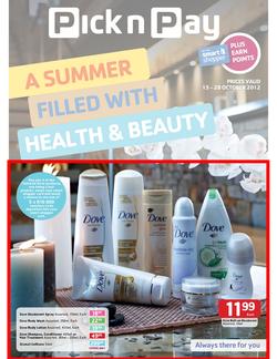 Pick n Pay : A Summer Filled with Health & Beauty (15 Oct - 28 Oct), page 1