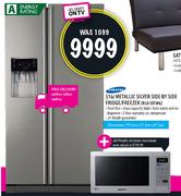 Samsung Metallic Silver Side By Side Fridge/Freezer-516ltr
