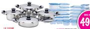 La' Cuisine Stainless Steel Cookware With Solid Lids-8 Piece+50 Piece Storage Set