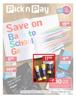 Pick n Pay : Save on Back to School Gear (31 Dec - 3 Feb), page 1