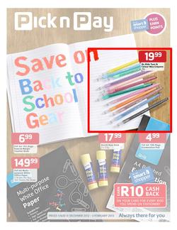 Pick n Pay : Save on Back to School Gear (31 Dec - 3 Feb), page 1