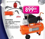 Eurasia 24L 1.5KW Air Compressor Plus 5 Piece Kit Per Kit