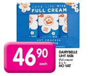 Dairybelle UHT Full Cream Milk-6x1Ltr