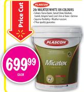 Plascon Micatex White or Colours-20Ltr