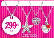 Sterling Silver Heart Pendants with Chain-Each