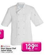 Chef Works Short Sleeve Chef Jacket White-Each