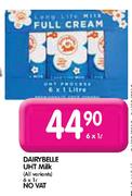 DairyBelle UHT Milk-6 x 1Ltr