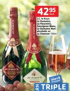 J.C.Le Roux Le Domaine,La Fleurette,Sauvignon Blanc,Le Domaine Non-Alcoholic Or La Chanson-750ml Eac
