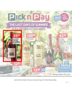 Pick n Pay : The last days of summer full of great savings (17 Mar - 1 Apr 2013), page 1
