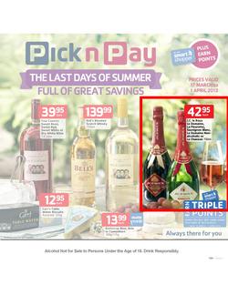 Pick n Pay : The last days of summer full of great savings (17 Mar - 1 Apr 2013), page 1