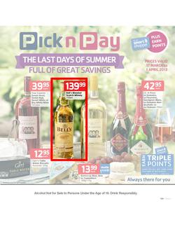 Pick n Pay : The last days of summer full of great savings (17 Mar - 1 Apr 2013), page 1