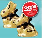 Lindt Dark Chocolate Gold Bunny-100g Each