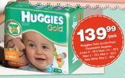 Huggies Gold Jumbo Pack Disposable Nappies Junior 5-58's/Maxi +4+ -62's Per Pack
