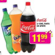 Cocacola Coke,Fanta Or Sprite-2ltr Each