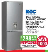 KIC Metallic Bottom Freezer Fridge With Water Dispenser-346ltr