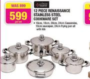 Always Home 12 Piece Renaissance Stainless Steel Cookware Set-Per Set