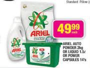 Ariel Auto Powder-2kg Or Liquid-1.5ltr Or Powder Capsules-14's Each
