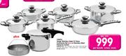 Tissoli Tango Stainless Steel 12 Piece Cookware Set Plus 6Ltr Stainless Steel Pressure Cooker-Per Bu