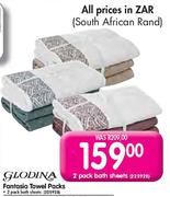 Glodina Fantasia Toel Packs-2 Pack Bath Sheets