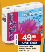 Twinsaver 2 Ply Luxury Toilet Rolls-12's Per Pack