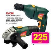 Ryobi 500W Impact Drill Or 650W Angle Grinder Each