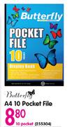 Butterfly A4 10 Pocket File-10 Pocket