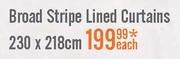Broad Stripe Lined Curtains-230 x 218cm Each