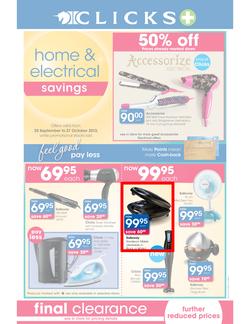 Clicks : Home & Electrical Savings (25 Sep - 27 Oct 2013), page 1